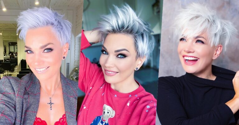 Grau und lila! Diese Kombination ist wirklich toll bei kurzen Haaren!