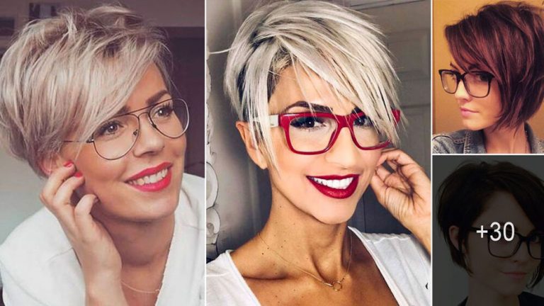 Schönes stilvolles kurzes Haar mit Brille für Frauen