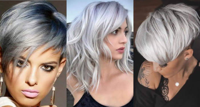 10 umwerfende Ideen für graue Farbe und Haarschnitt