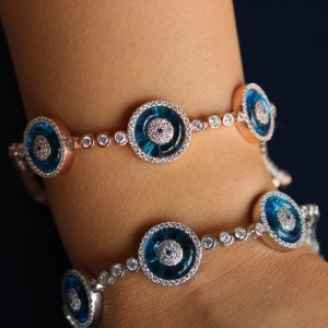 Cam Göz Rose-Gümüş Renk Bileklik