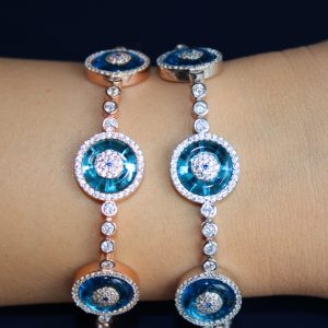 Cam Göz Rose-Gümüş Renk Bileklik