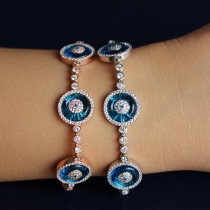 Cam Göz Rose-Gümüş Renk Bileklik