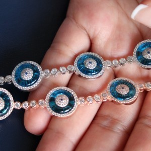 Cam Göz Rose-Gümüş Renk Bileklik