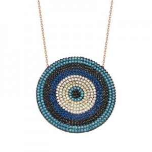 Nazar Boncuk Çok Taşlı Büyük Boy Kolye