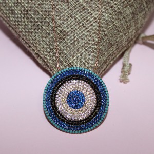 Nazar Boncuklu Büyük Gümüş Kolye