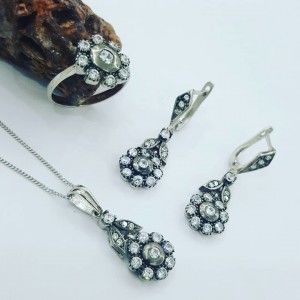 925 Ayar Elmas Modeli Gümüş Set