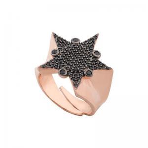 Siyah Taşlı Pusula Yıldızı Yüzük
