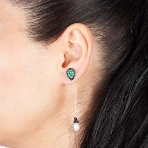 Sallantılı Zümrütlü İnci Küpe