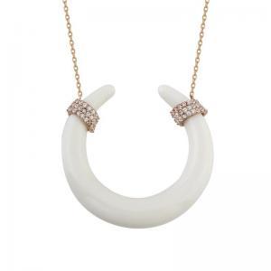 Fil Dişi Figürlü Taşlı Kolye