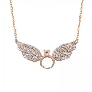 Tek Taş Melek Kanatlı Kolye