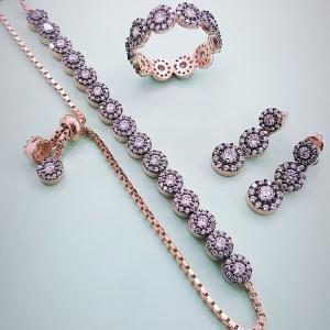 Zirkon Montür 925 Ayar Gümüş 3'lü Set