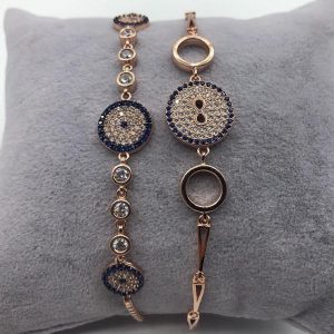 Taşlı Çift Gümüş Bileklikler