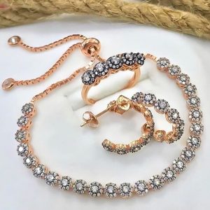 Elmas Montür Papatya Model Gümüş Set