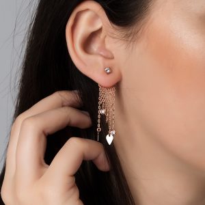 Tektaş Kalp Sallantılı Gümüş Küpe