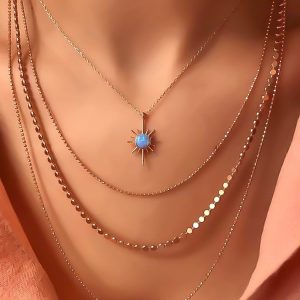 Kendinden Üçlü ve Opal Taşlı Kolye