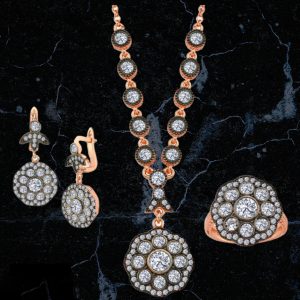 Elmas Montür Gerdanlık Gümüş Set